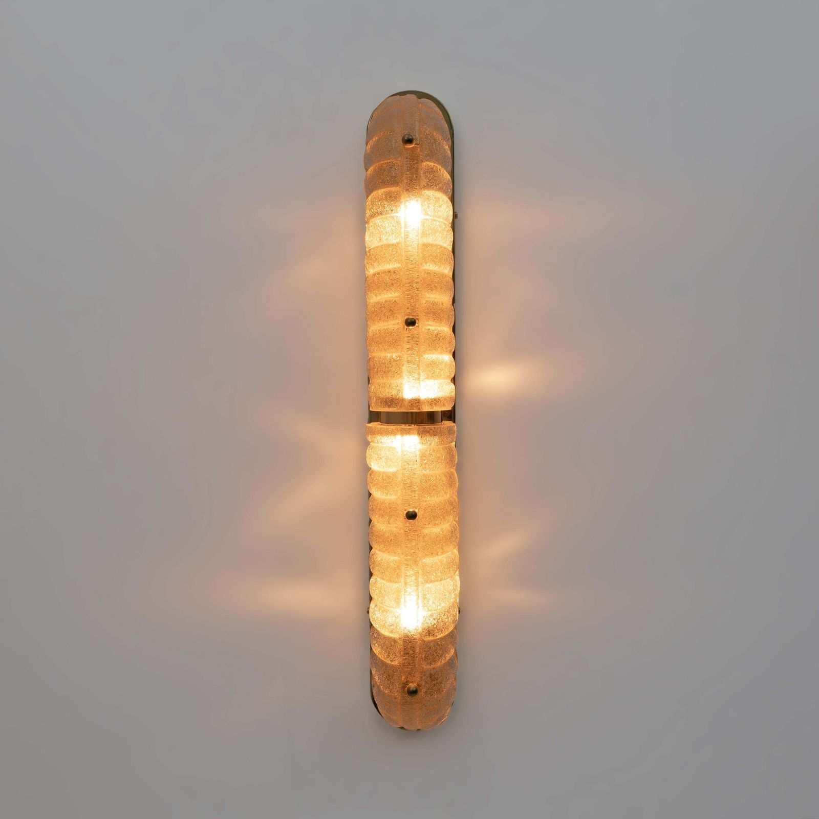 Pair Of Art Deco Style Gold Murano Glass And Brass Sconces photo vintage