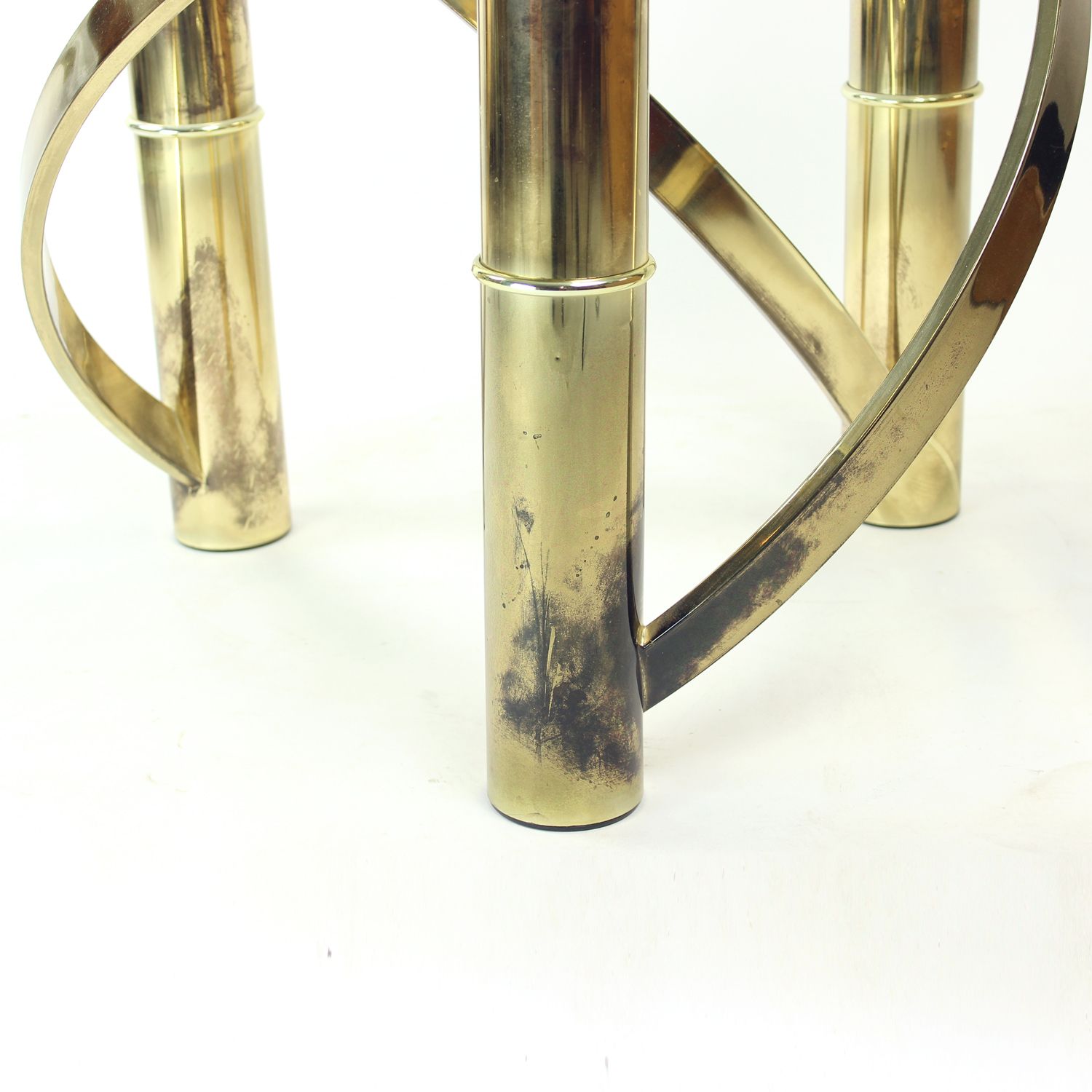Swirl Coffee Table In Brass & Glass, Italy 1970s photo buy