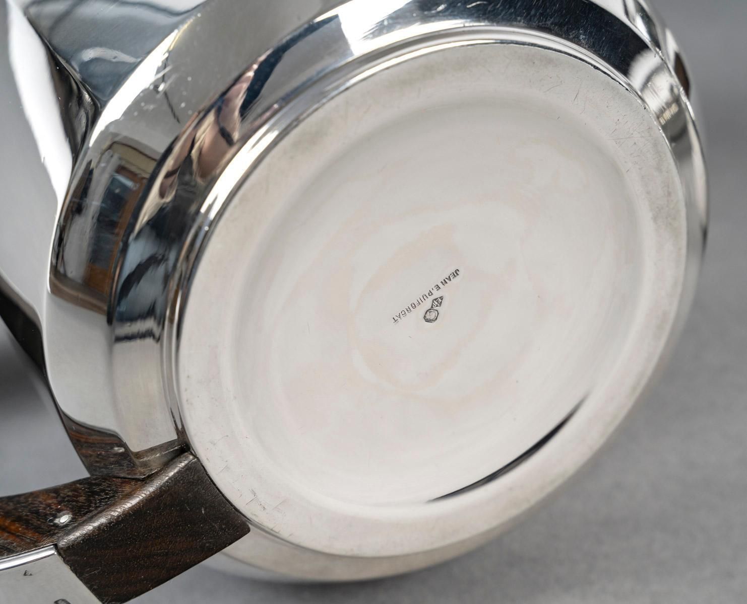 Jean E Puiforcat Tea And Coffee Set 4 Pieces Art Deco Silver Circa 1930 photo for sale