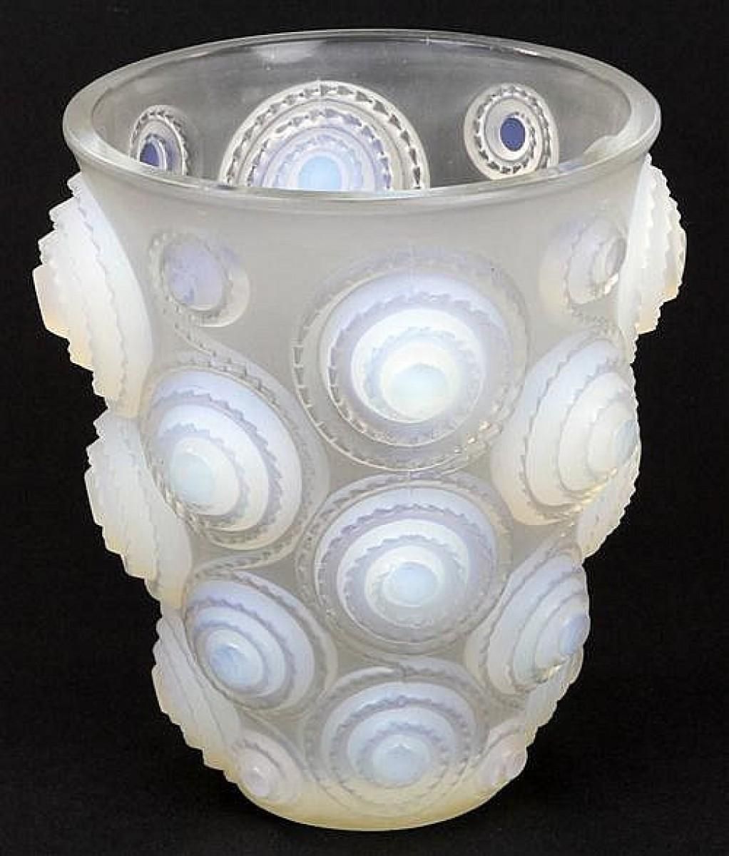 René Lalique, “Spirales” Vase, Opalescent Glass. photo for sale