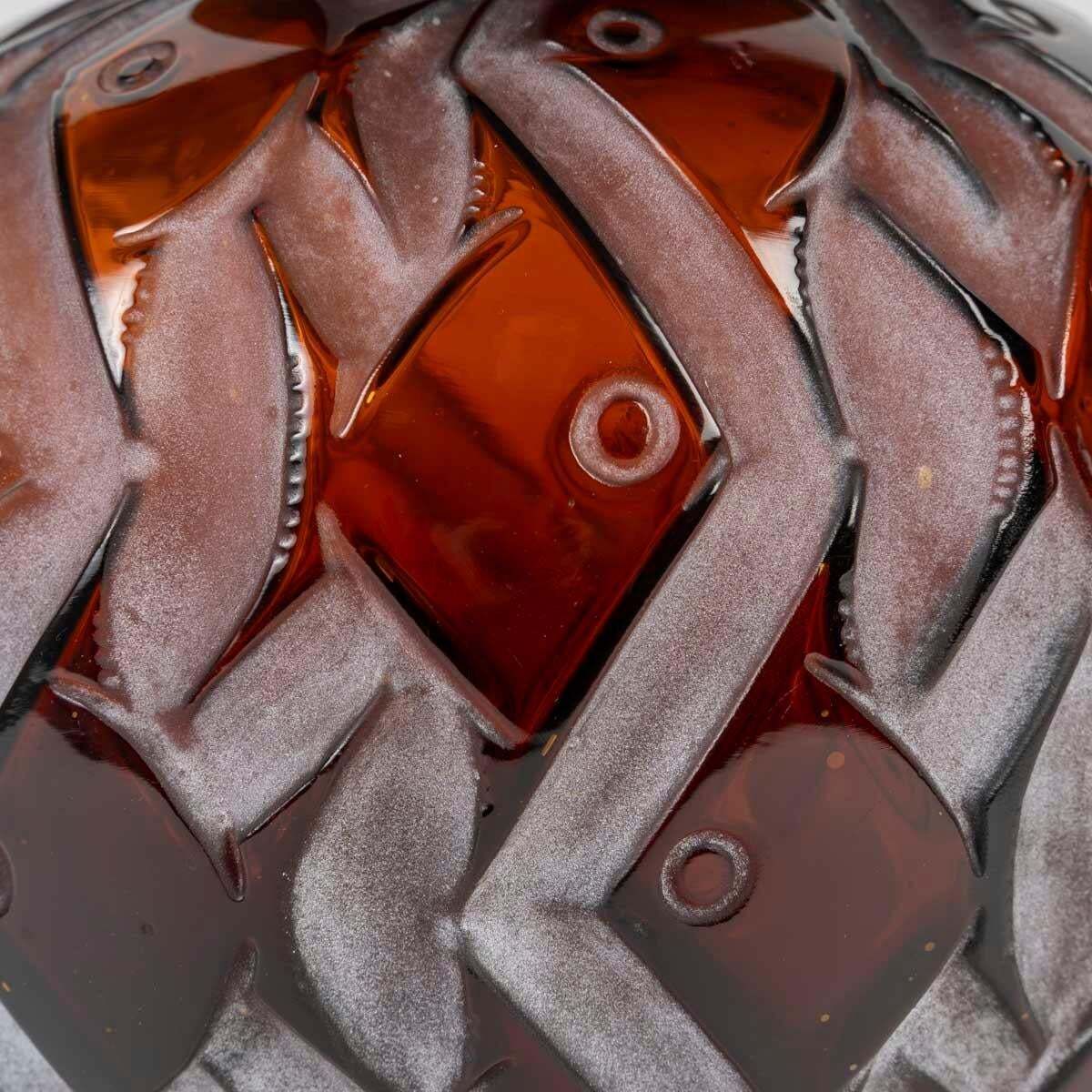 René Lalique, 1928   “Penthièvre” Amber Tinted Vase . photo for sale