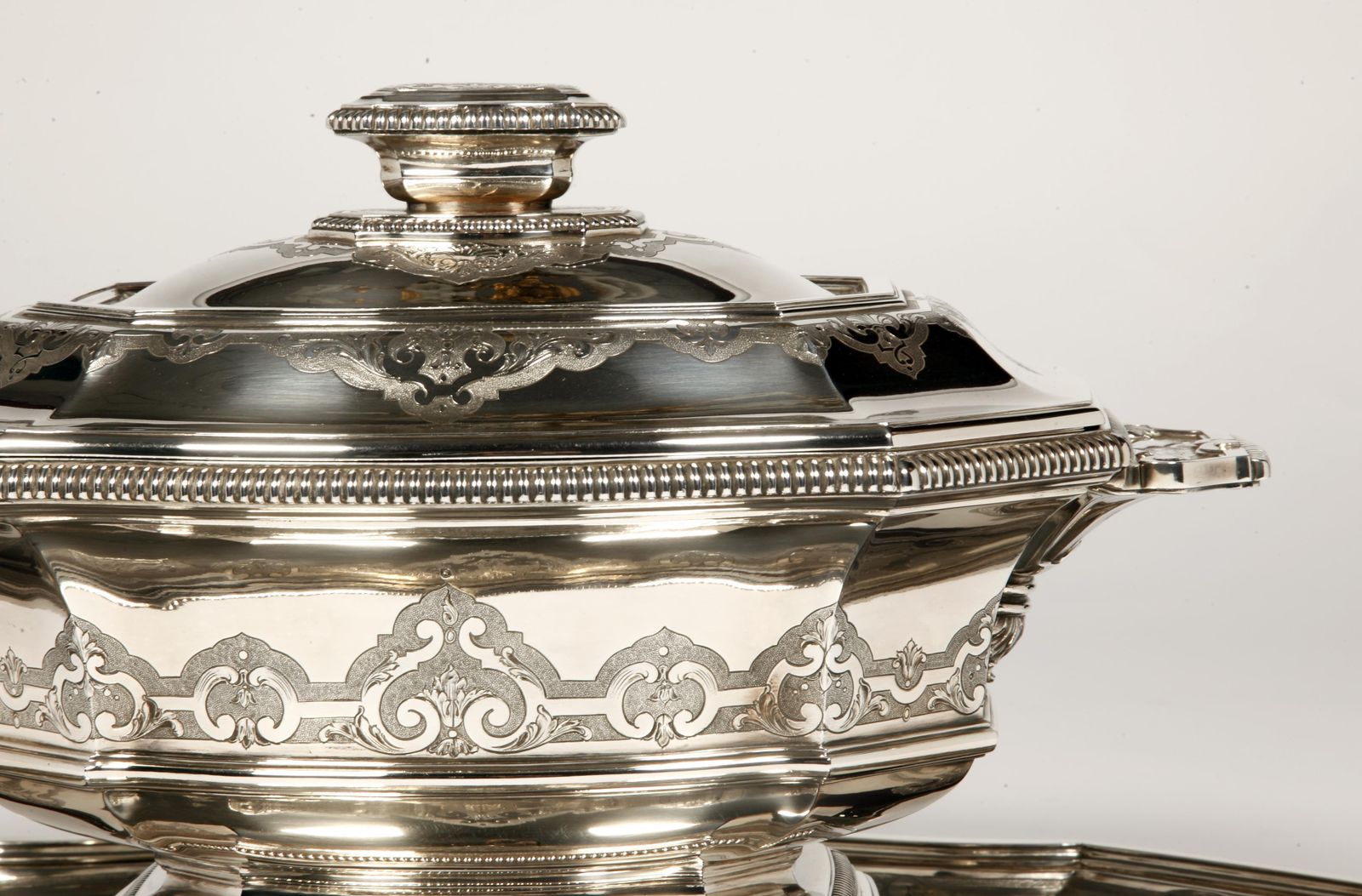 Silversmith Roussel   Centerpiece In Its "Dormant" In Silver Xxth photo for sale