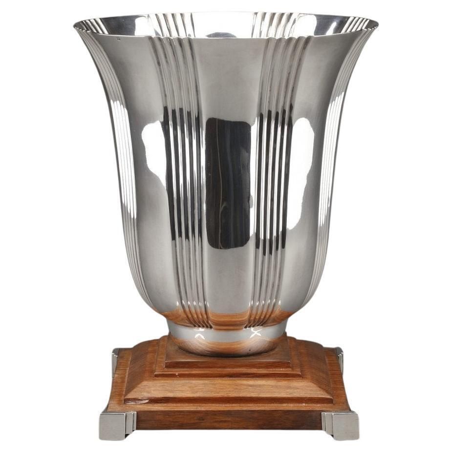 Goldsmith Lapparra   Vase In Sterling Silver Art Deco Period