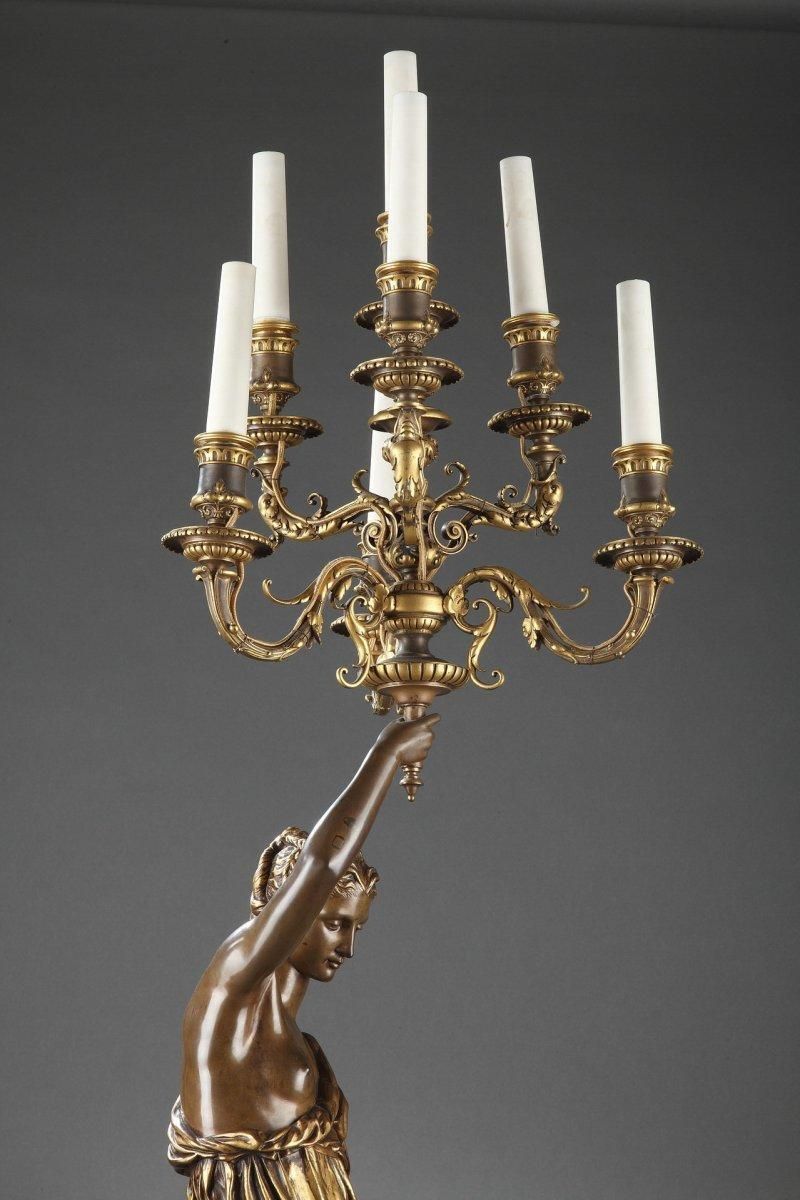 Barbedienne   Pair Of 19th Century Bronze Torchières By Dubois & Falguiere photo furniture