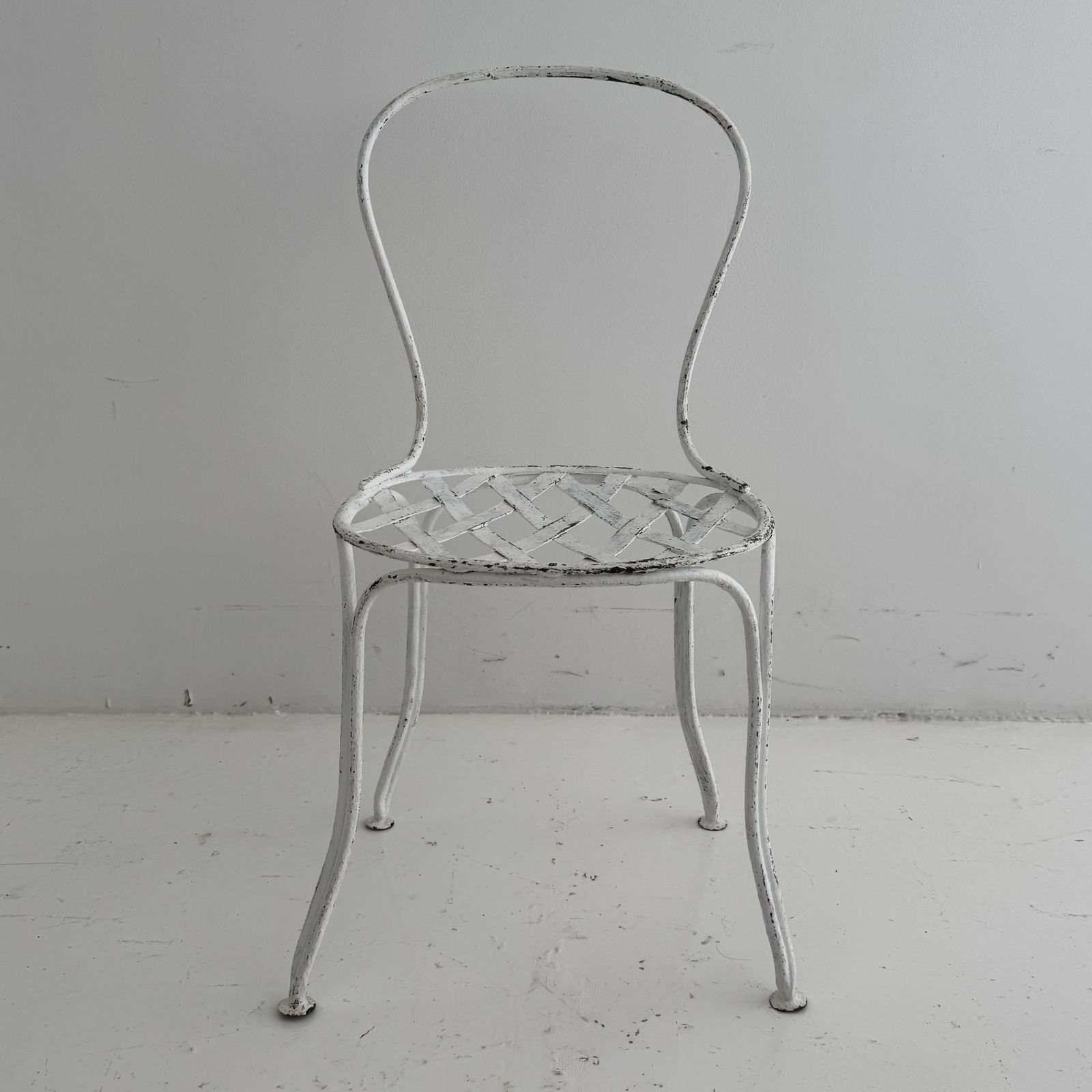 1950s French Lattice Iron Garden Chair photo for sale