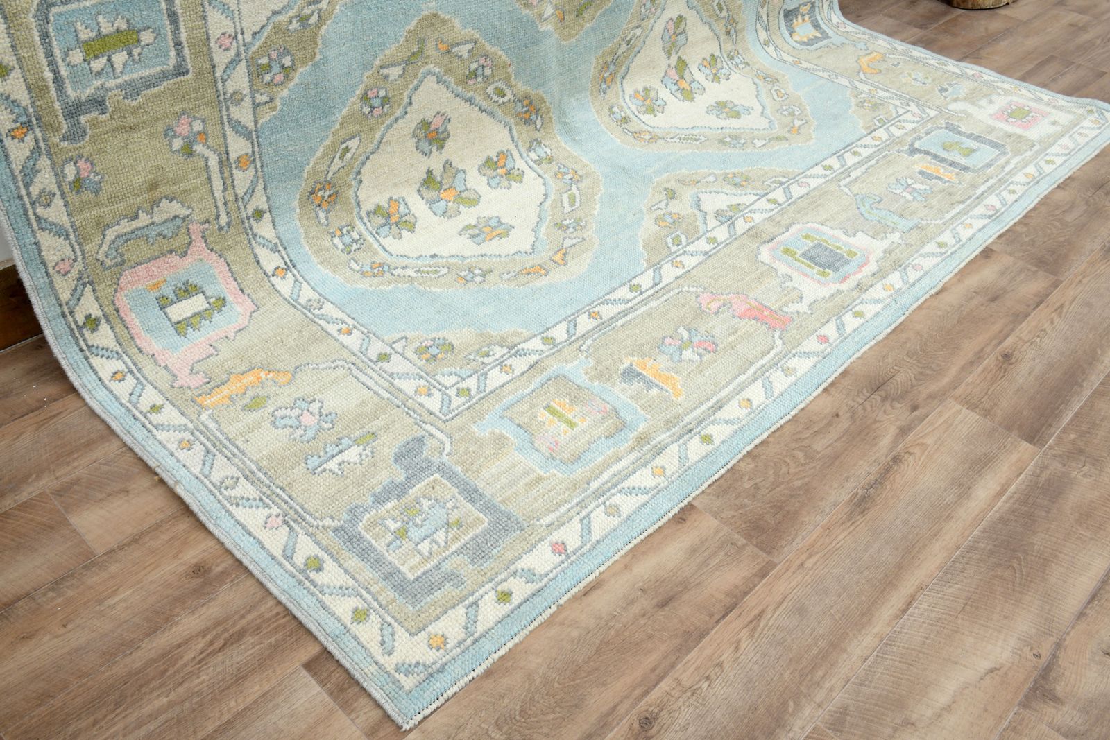 8x10, Original Handmade Oushak Area Rug, Luxury Rug, Vintage Area Rug, One Of A Kind, Soft Blue, Wool Rug photo furniture