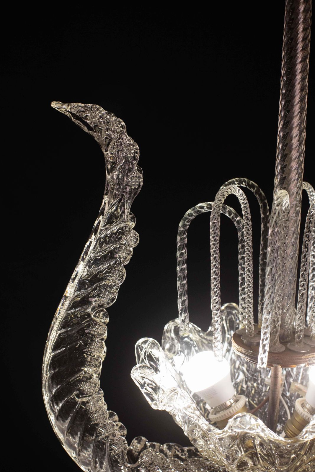 Set Of 3 Art Decò Fountain Chandelier By Barovier E Toso, Murano Glass, 1940 photo vinterior