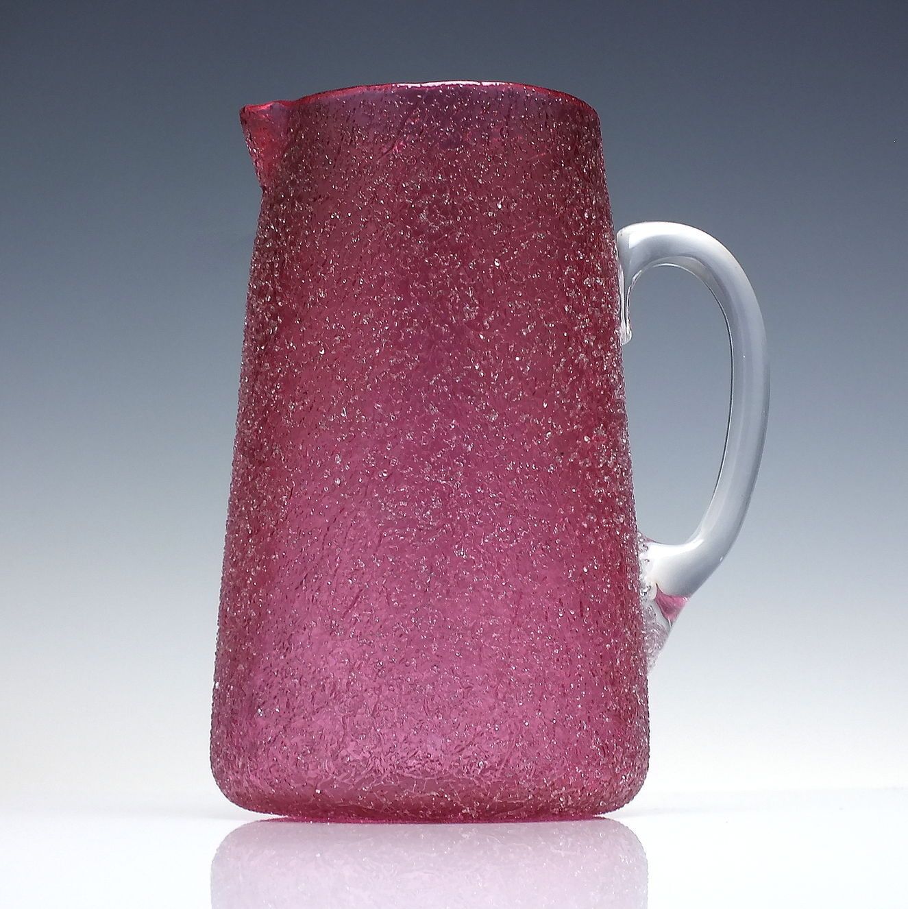19th Century Cranberry Overshot Glass Water Jug C1880