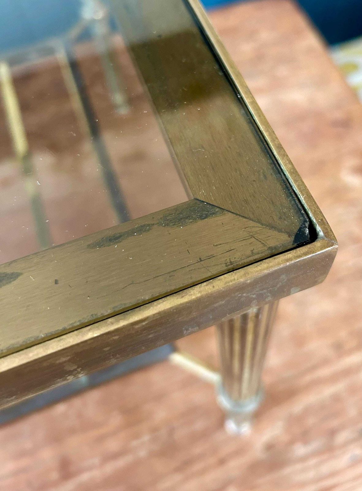 photo furniture French Empire Mid Century Brass Side Coffee Table Vintage Antique Industrial Retro Occasional Glass Regency