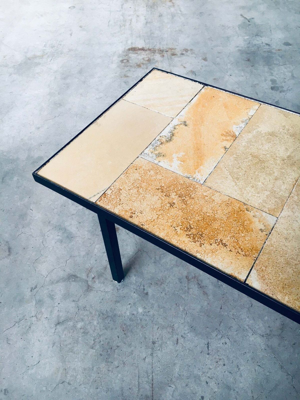 2200.0 Midcentury Minimalist Design Ceramic Tile Coffee Table, France 1960's photo