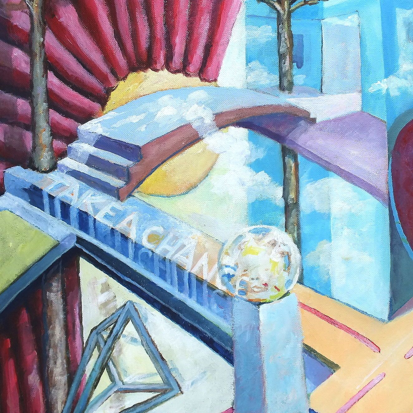 Vintage Original Acrylic Painting On Canvas 'Take A Chance' By Richard Cafiero C1980 photo furniture