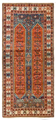 4.2x9.3 Ft Antique Caucasian Karabakh Runner Rug, Full Pile, Ca 1880