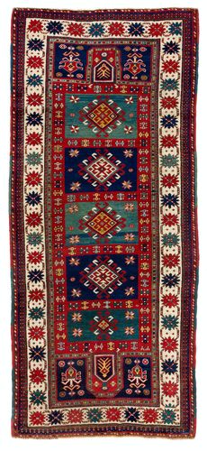 4.3x9.6 Ft Antique Caucasian Kazak Rug. Full Pile. Original Condition. Ca 1880