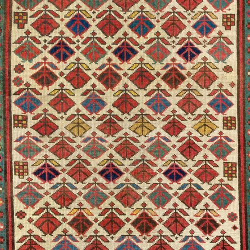 4.2x7.6 Ft Antique Ivory Ground Caucasian Kazak Rug, Circa 1875 photo furniture