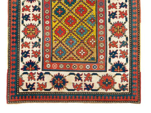 3.7x8.8 Ft Antique Yellow Ground Caucasian Kazak Rug, Ca 1880 photo 3030.0