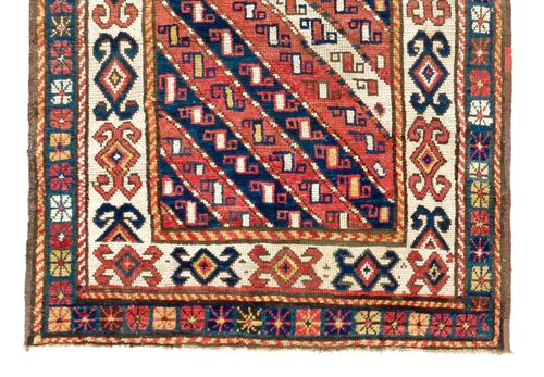 3.3x7.4 Ft Antique Caucasian Gendje Kazak Rug, All Wool & Natural Dyes, Ca 1880 photo 2599.0