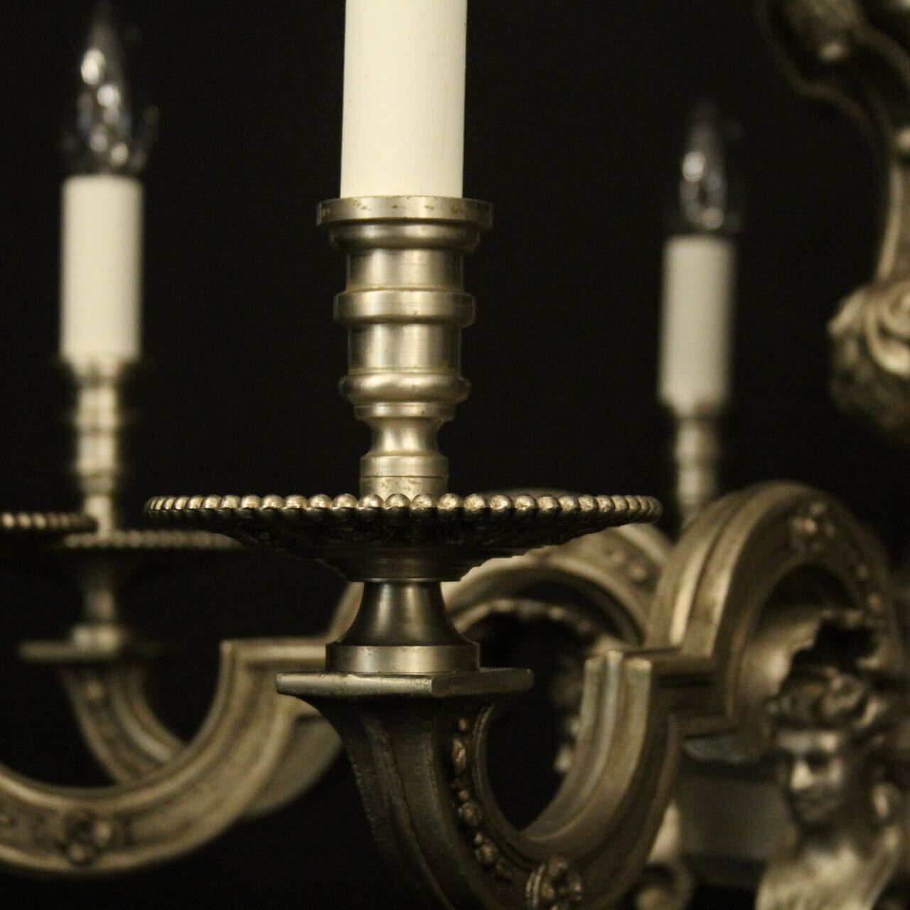 French Silver Bronze 8 Light Antique Chandelier photo furniture