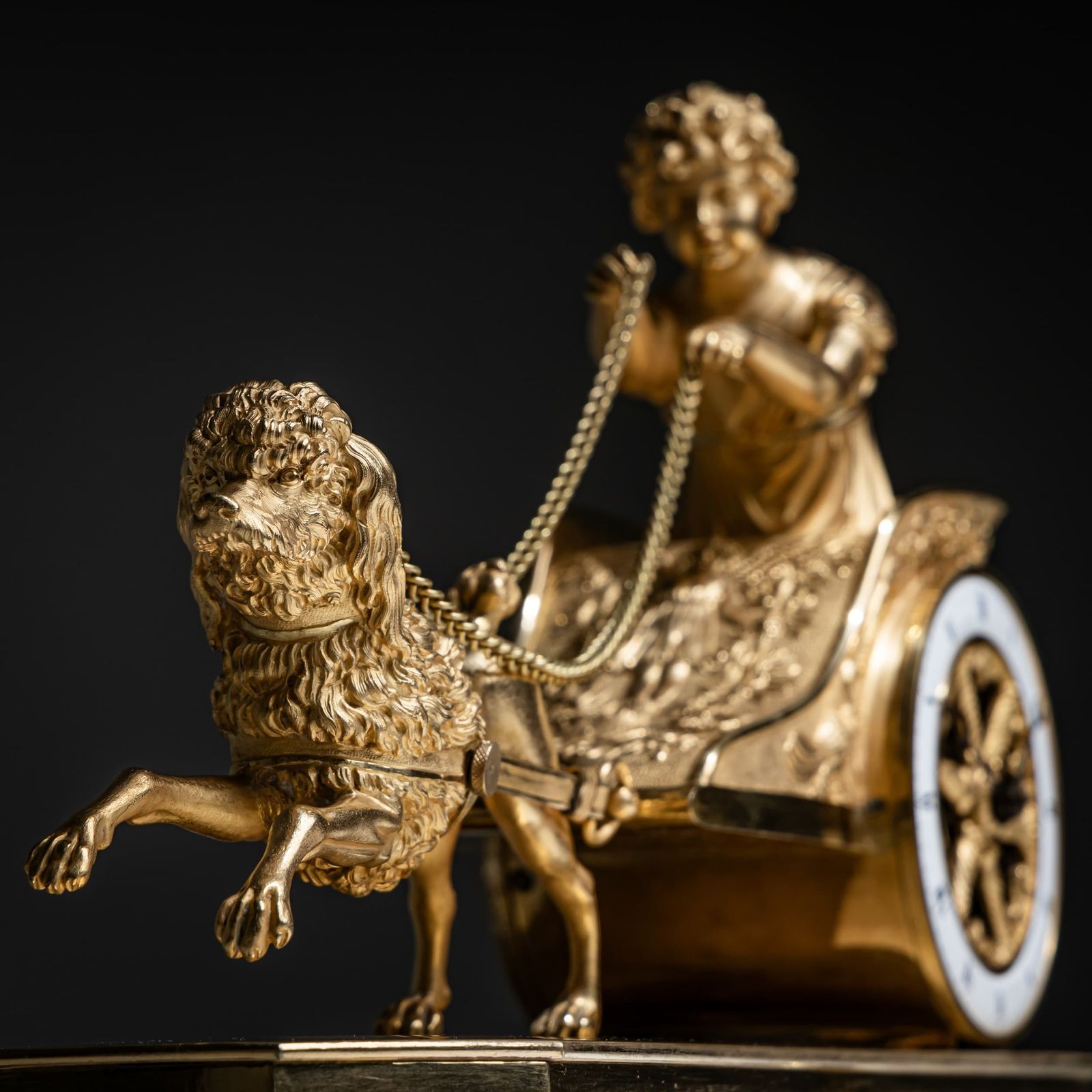 Empire Mantel Clock With Putto In Chariot, Signed Thiery à Paris, Early 19th Century
