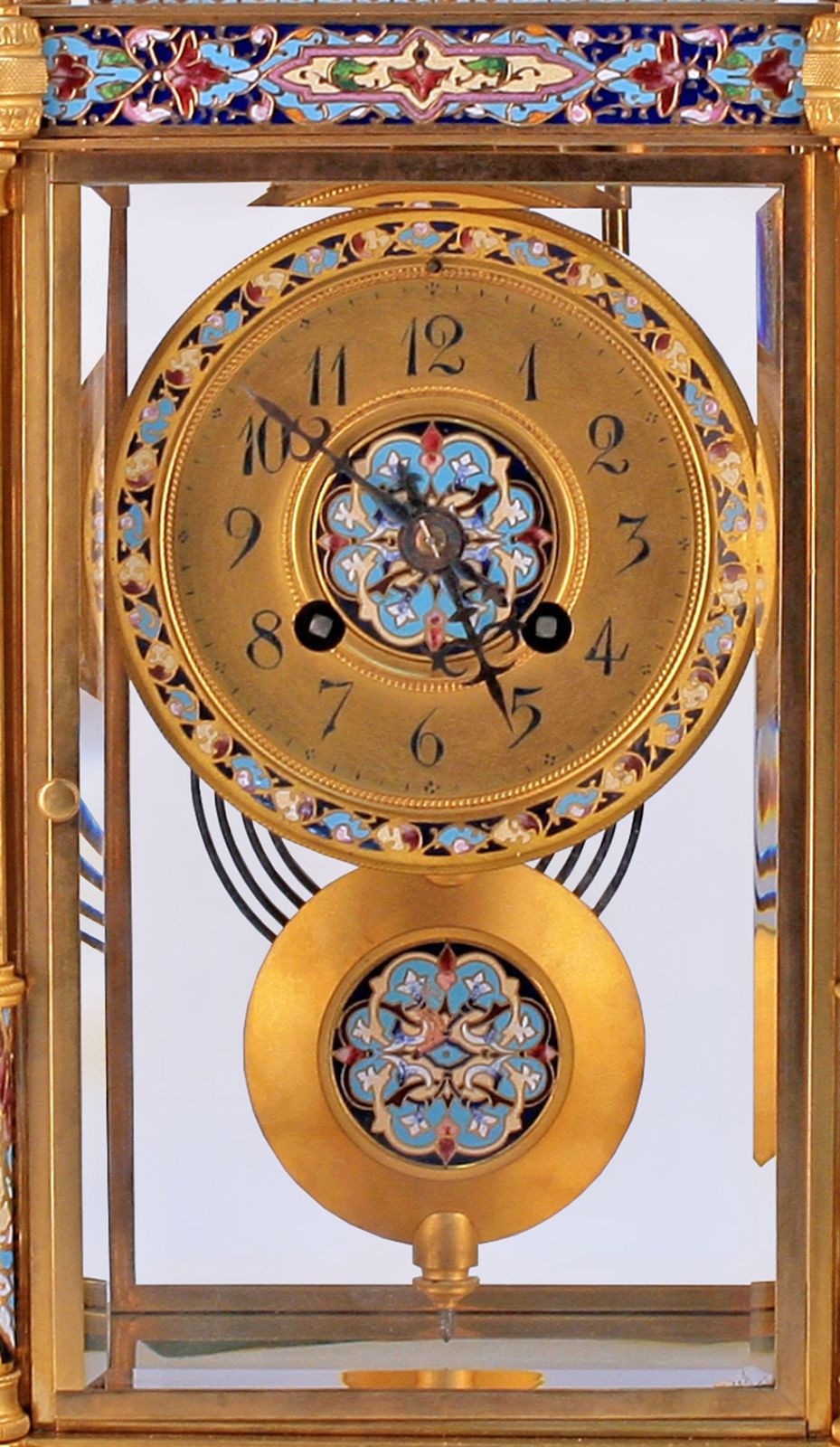 photo furniture Late 19th Century French Gilt Bronze/Ormolu Cloisonné Champlevé Enameled Mantle Clock Garniture Set By Japy Frères
