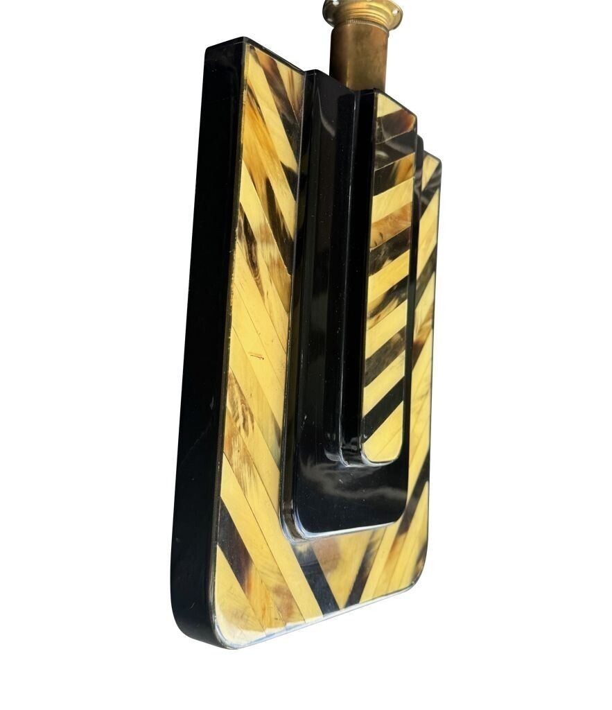 Lighting An Unusual Pair Of 1970s Italian Lacquered Marquetry Bone And Brass Wall Sconces photo
