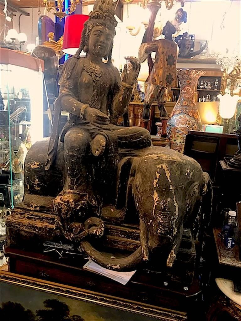 Early 19th Century Large Wooden Hindu Festival Icon Of Indra photo 8625.0