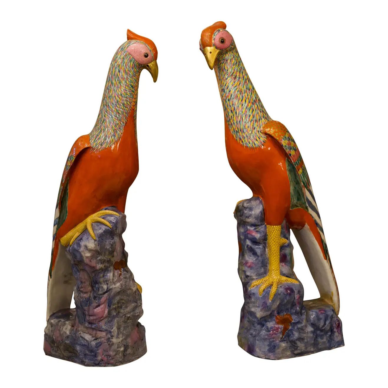 Large Pair Of Famille Rose Pheasants By Samson