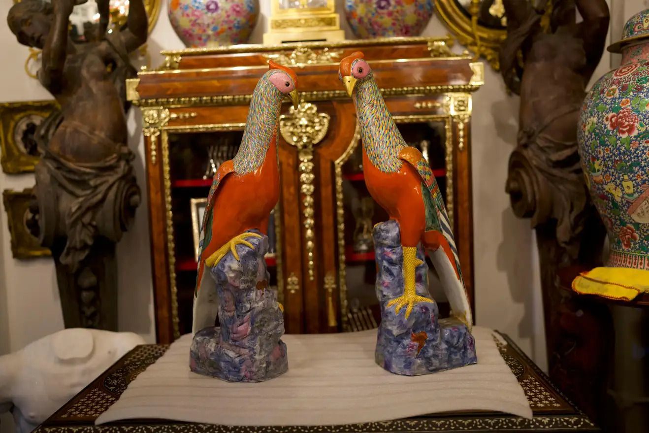 Large Pair Of Famille Rose Pheasants By Samson photo furniture