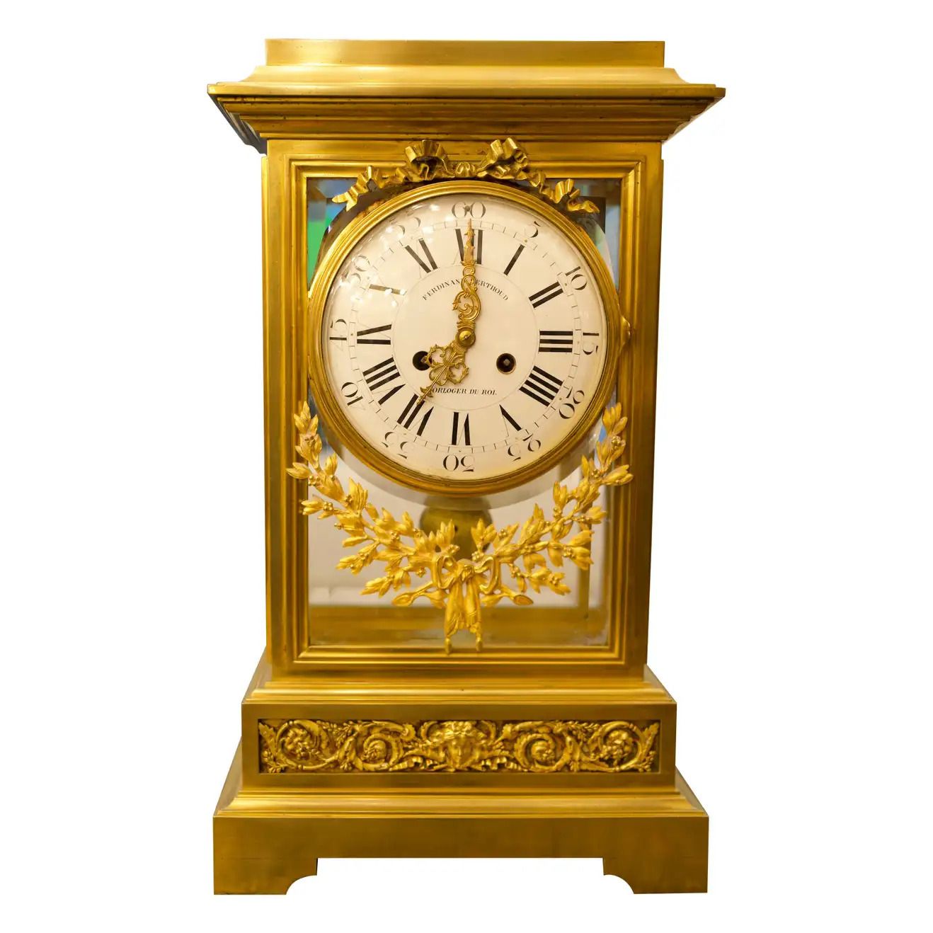 19th Century Louis XVI Style Regulator Gilt Bronze Clock By Ferdinand Berthoud