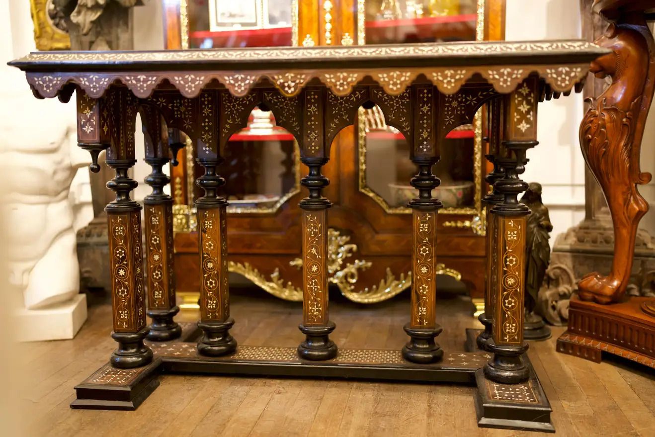 19th Century Italian Renaissance Style Inlay Centre Table photo furniture
