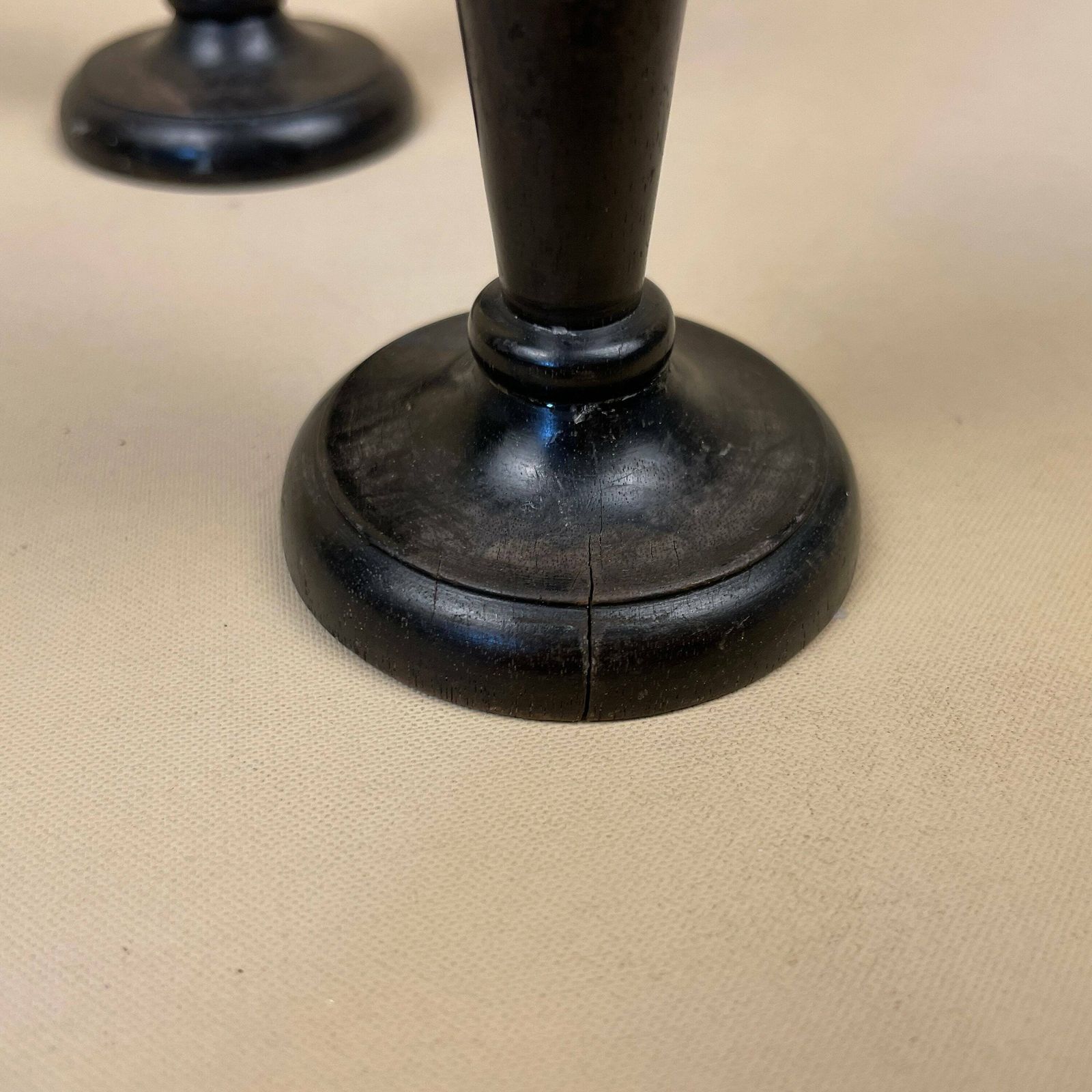 Antique Vintage Matching Pair Wooden Candlestick Candle Stick Vintage Dinner Candlesticks Wood Handmade Cottage Farmhouse Simple Black photo buy