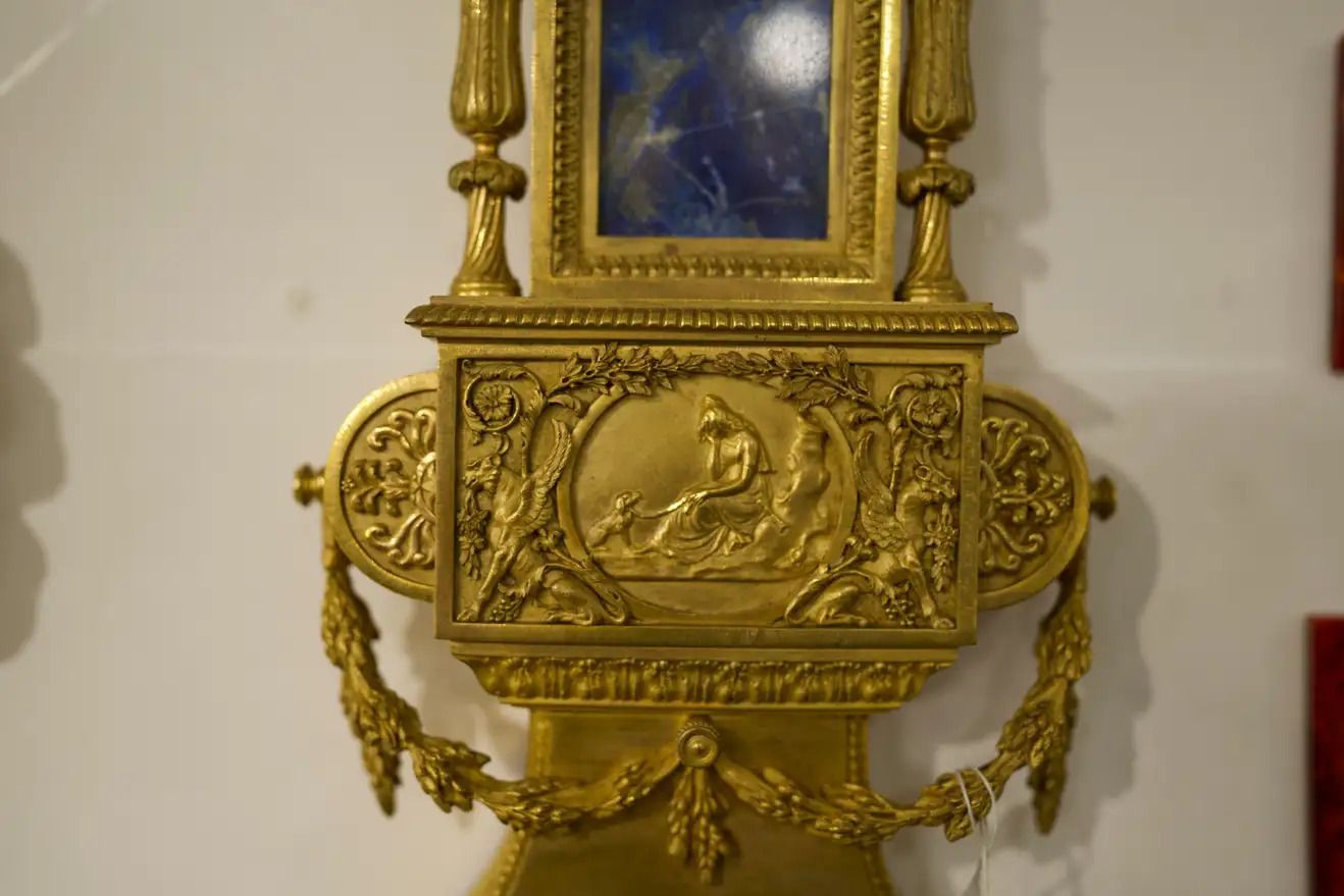 19th Century Paul Sormani Ormolu Wall Clock In Lapis Lazuli And Gold photo vintage