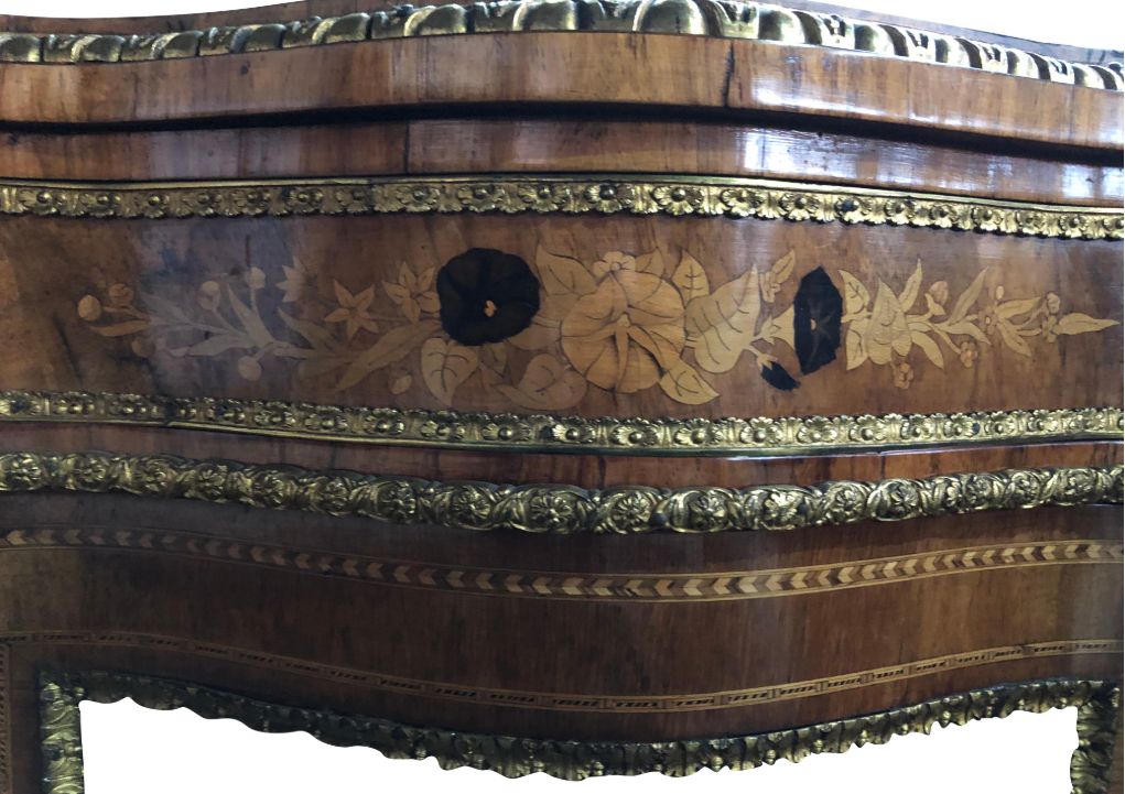 Furniture 19th Century Walnut And Floral Marquetry Credenza photo