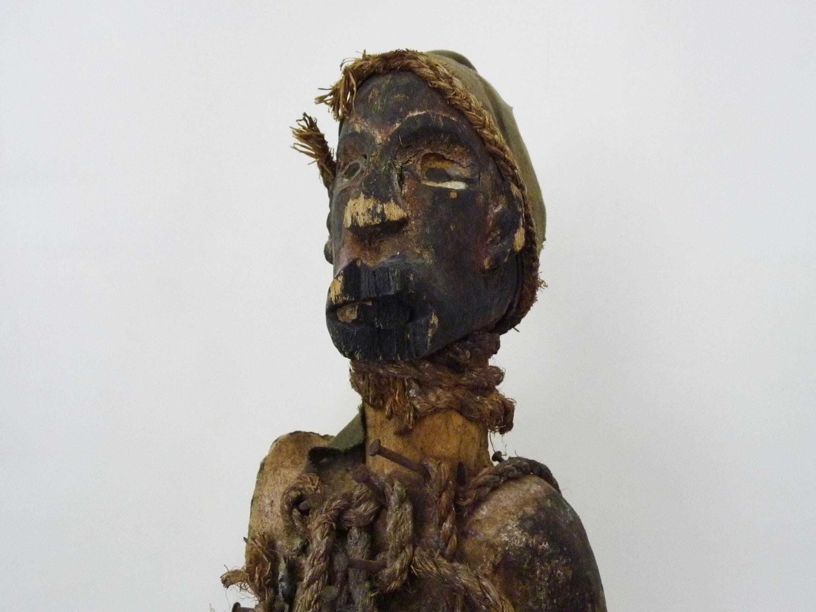 Large Nkisi Nkondi Fetish Reliquary Statue With Nails And A Ventral Reliquary Box. Congolese Fetish In Carved Wood, 1950s. photo for sale
