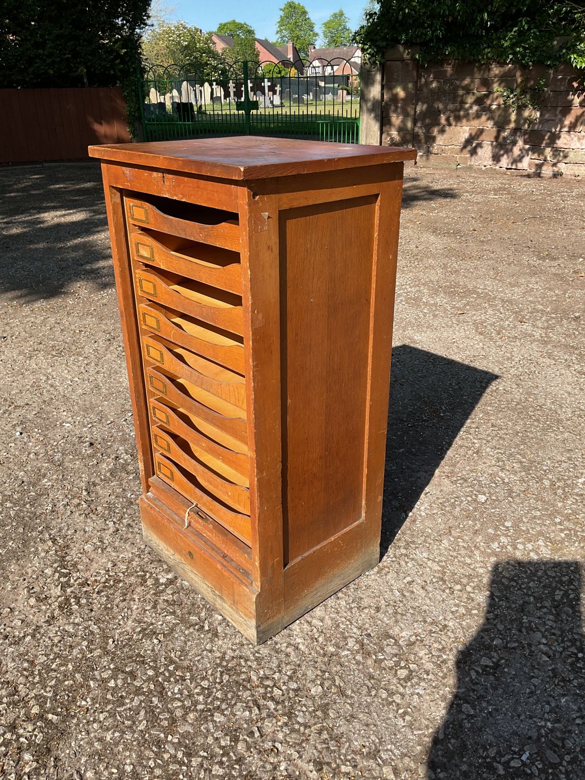 Astrola Wooden Tambourine Roller Shutter Filing Cabinet photo vintage