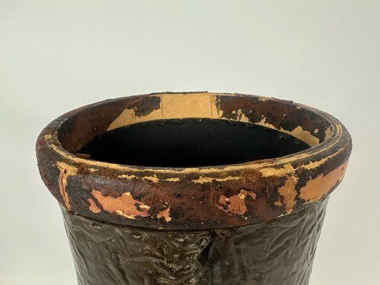 Embossed Leather Waste Paper Basket From Georg Hulbe, 1900s photo buy
