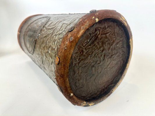 photo for sale Embossed Leather Waste Paper Basket From Georg Hulbe, 1900s