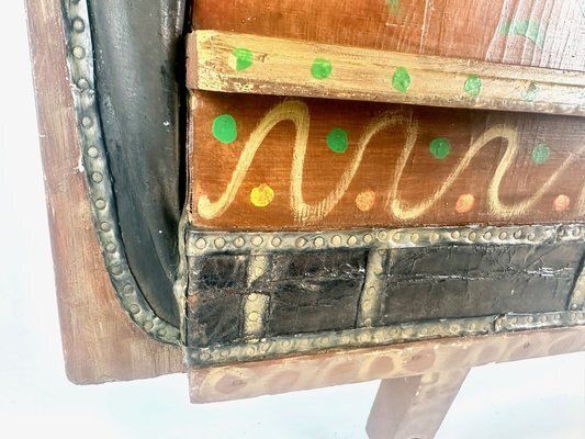 photo for sale Large Antique German Hand Painted Blacksmith Forge Bellows, 1901
