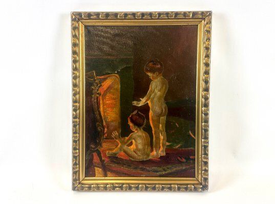 After Paul Peel, After The Bath, 1900s, Oil On Canvas, Framed