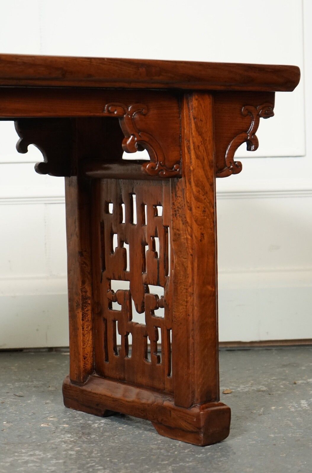 Late 19th Century Chinese Altar Table Bench Elm Wood J1 photo Furniture
