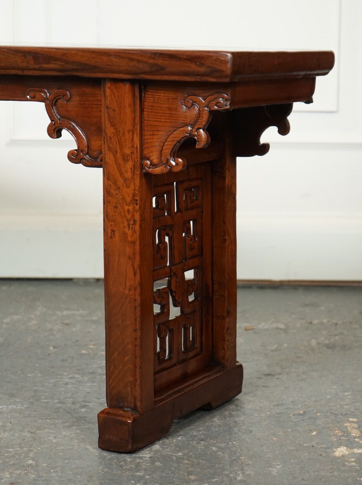 Late 19th Century Chinese Altar Table Bench Elm Wood J1 photo vinterior