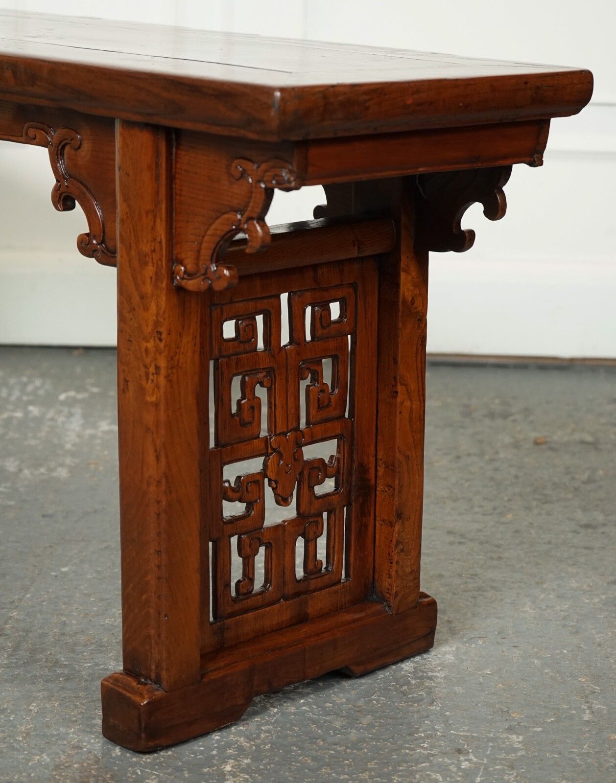 Late 19th Century Chinese Altar Table Bench Elm Wood J1 photo vintage