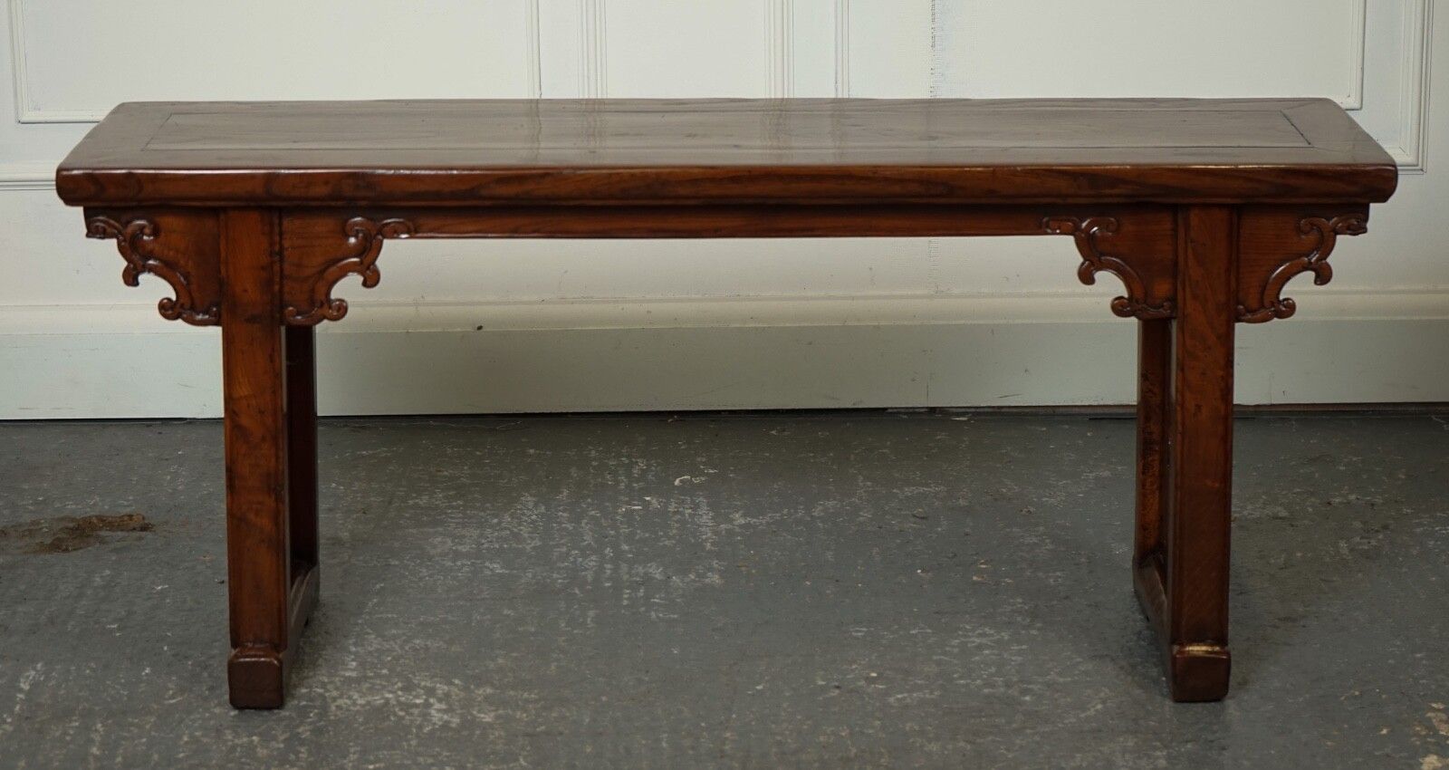 photo furniture Late 19th Century Chinese Altar Table Bench Elm Wood J1