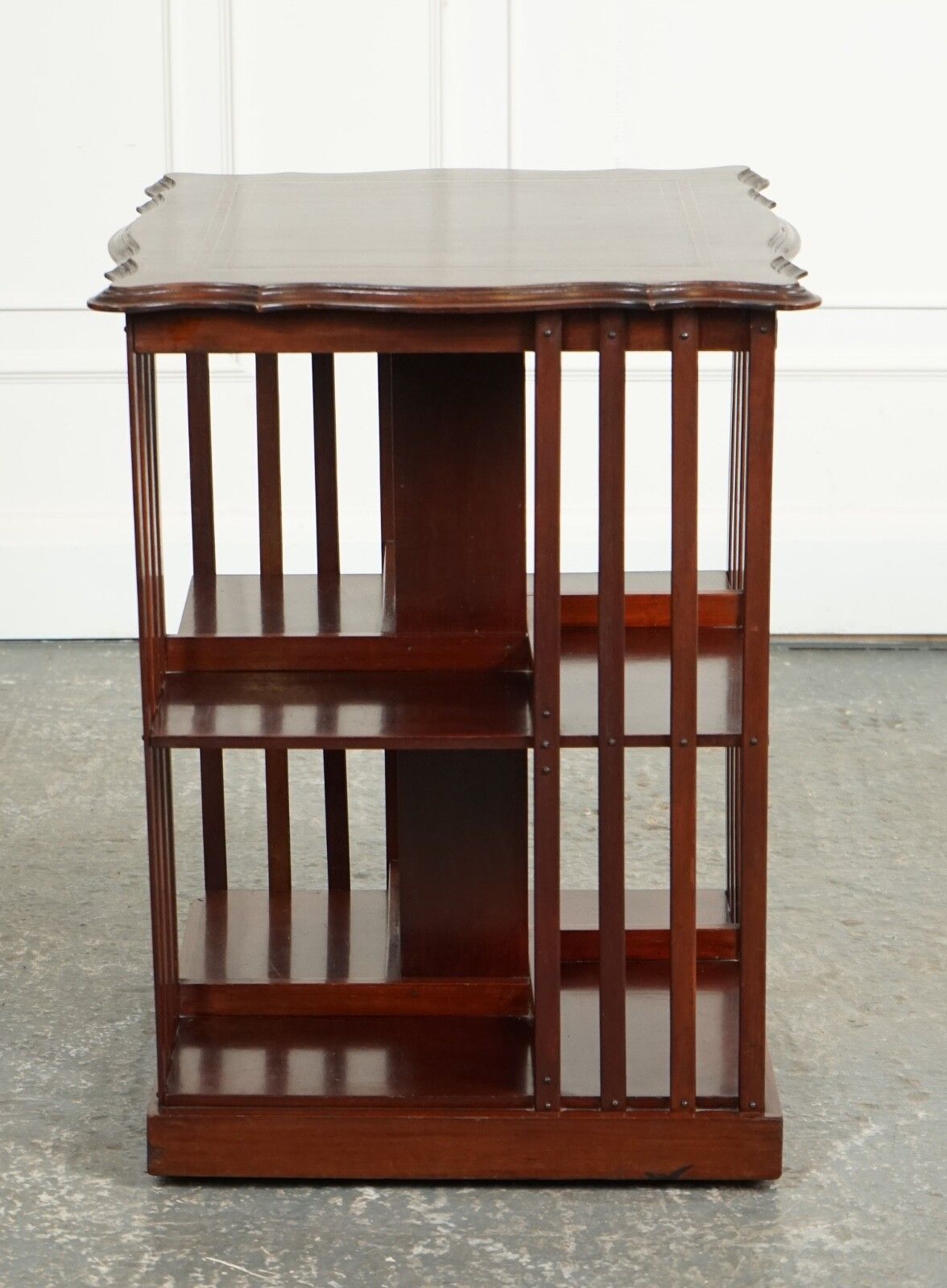Antique Edwardian Revolving Bookcase With A Serpentine Shaped Top photo furniture