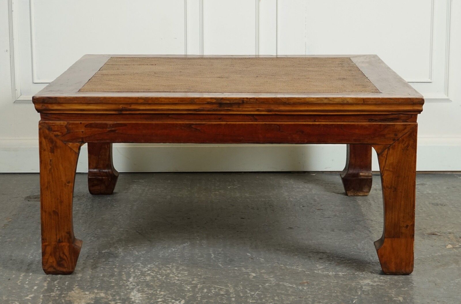 Large Antique Chinese Opium Coffee Table With Cane Inset Top J1 photo vinterior