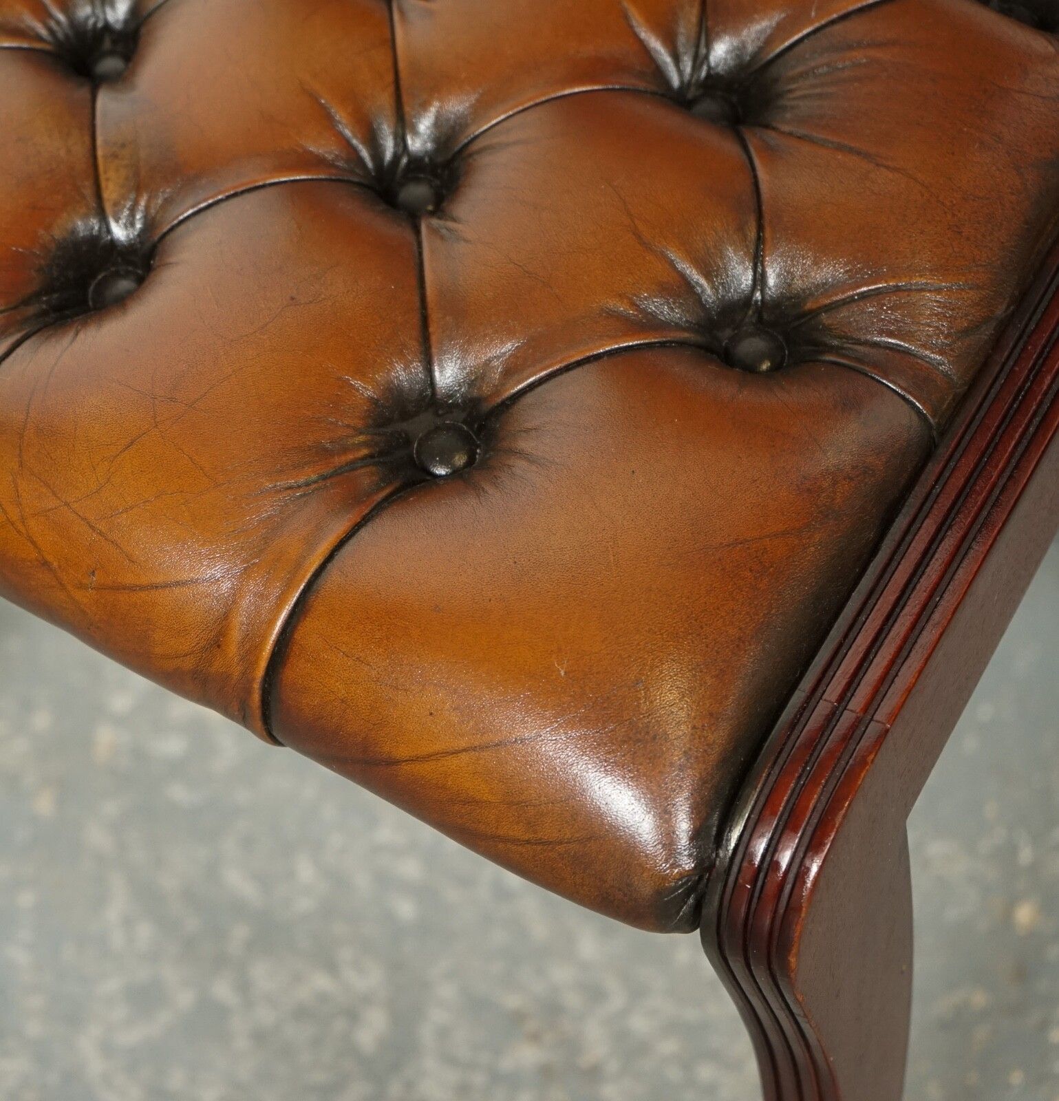 3500.0 Set Of 6 Restored Chesterfield Leather Dining Chairs J1 photo