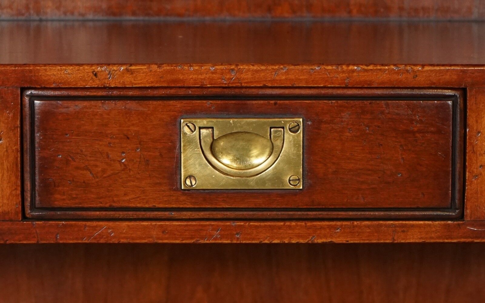 photo for sale Harrods London Kennedy Three Drawers Burr Yew Wood & Brass Military Bookcase