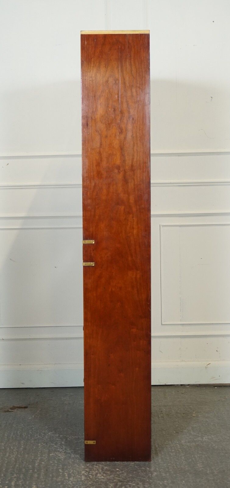 photo buy Harrods London Kennedy Three Drawers Burr Yew Wood & Brass Military Bookcase