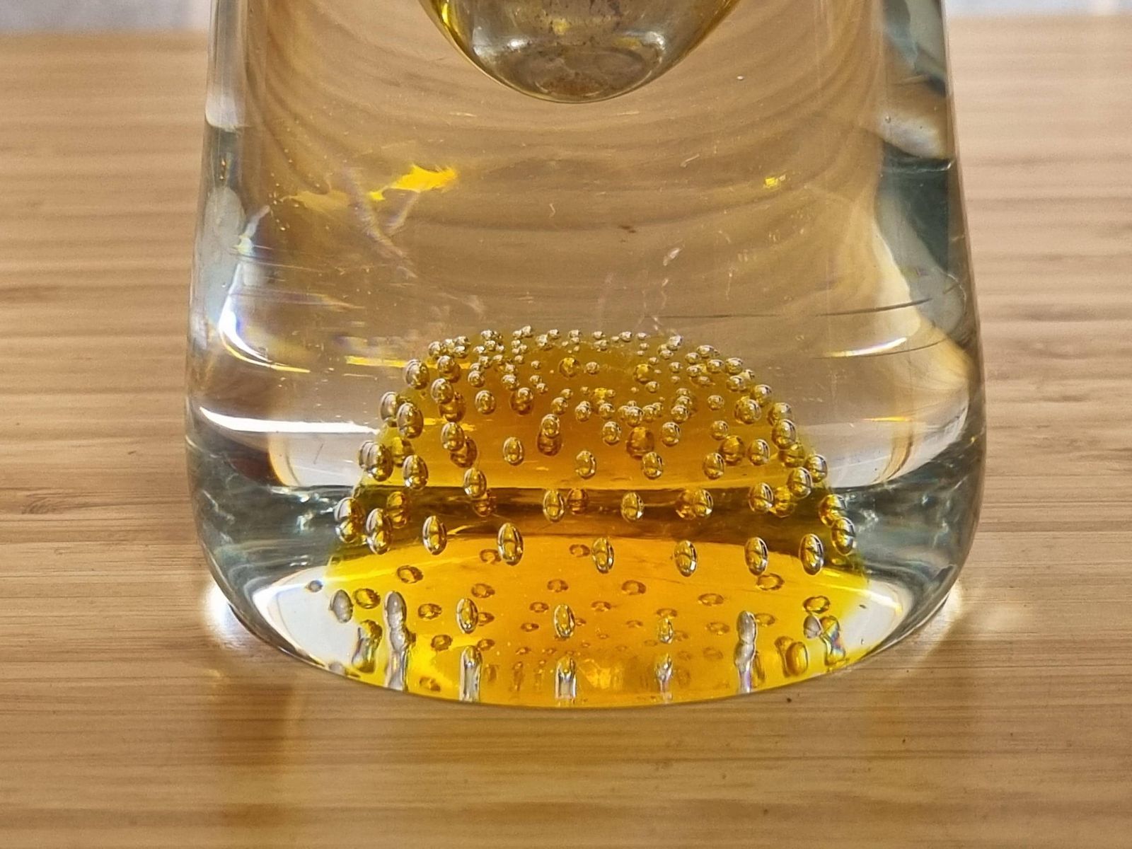 Thomas Webb Flair Vase | David Hammond Design | 1960s British Art Glass | Controlled Bubble Amber Base photo Home Decor