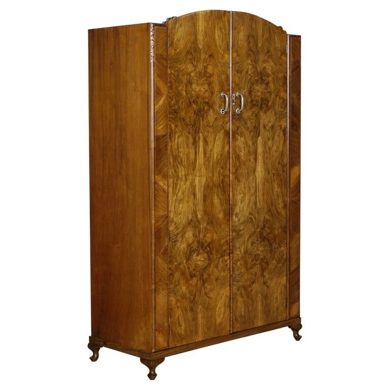 Lovely Art Deco Large Burr Walnut Wardrobe
