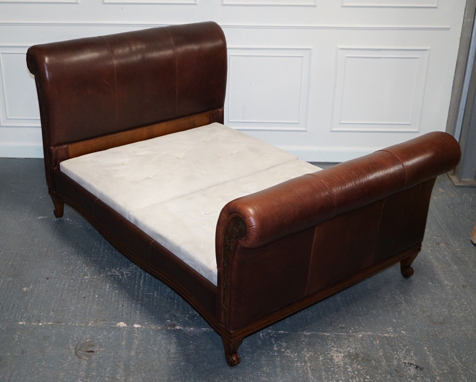 Stunning King Size Bonaparte Carved Leather Bed And So To Bed Rrp £14,000 photo furniture